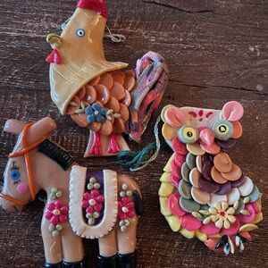 Ecuadoran folk art glazed bread dough ornaments